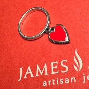 Small enamel heart charm ring size 7